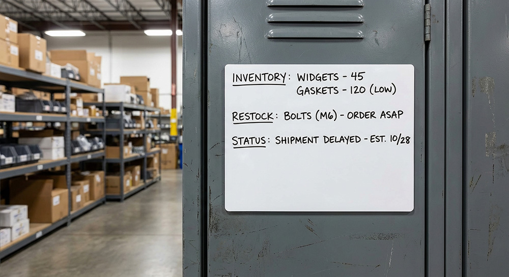 Custom dry erase magnet for a warehouse | Banners.com