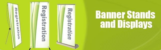 Banner stands and displays header with banner stands showcased