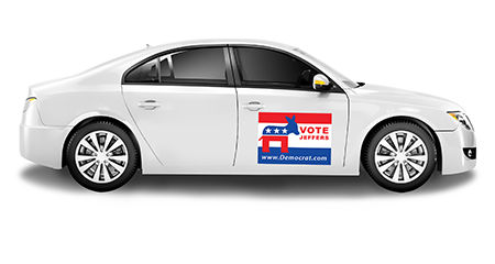 Custom Political Magnetic Sign on a Car | Banners.com