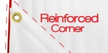 Infographic showing the reinforced corner of a vinyl banner